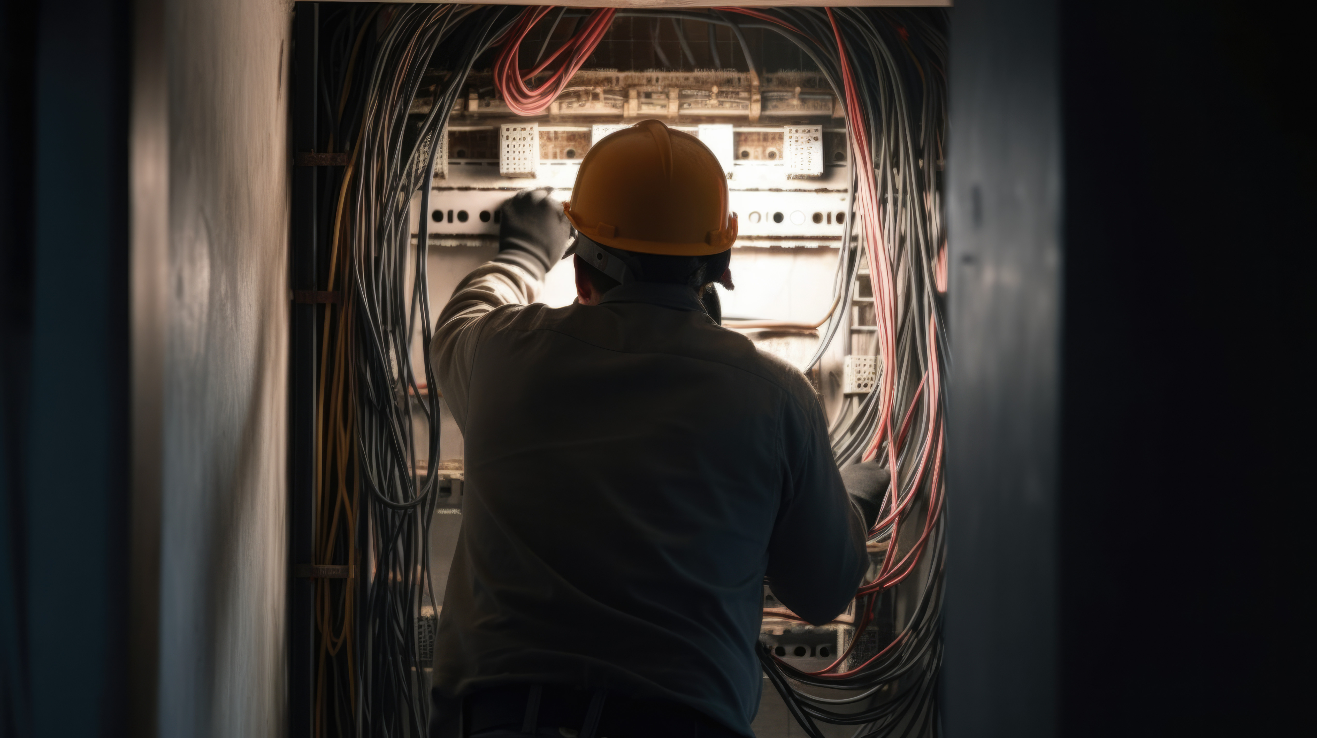 electrician fixing an electrical installation, generative ai